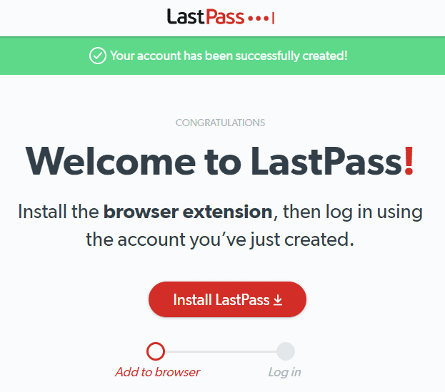 LastPass Welcome Screen