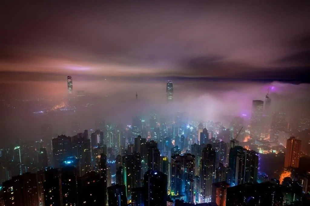 clouds, hong kong, night
