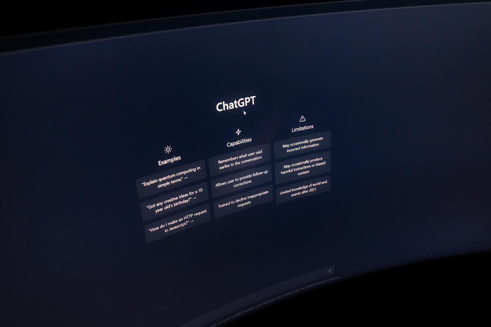 Natural Language Processing, artificial intelligence, nlp, Close-up of a computer screen displaying ChatGPT interface in a dark setting.