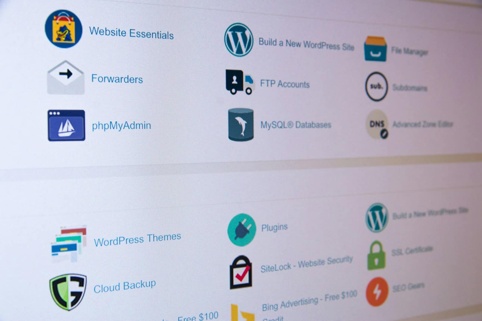 Wordpress, Hosting, Security, assorted icon lot