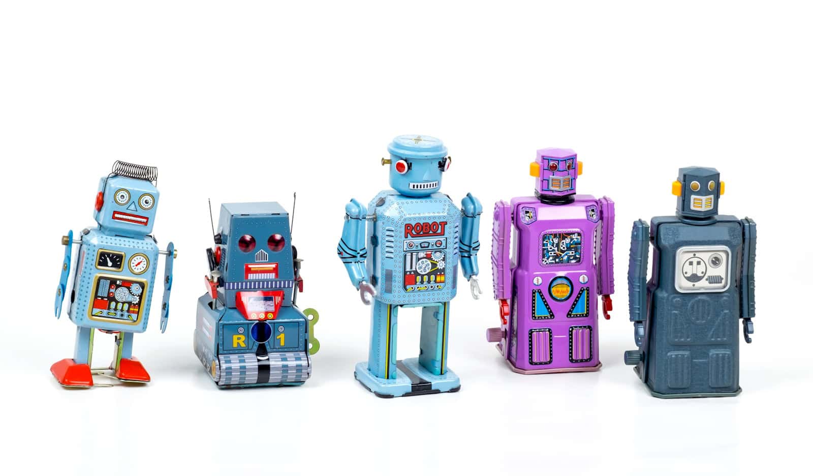 Empowering Decision-Making with Machine Learning Agents, blue and purple robot toy