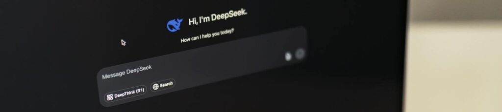 A MacBook displaying the DeepSeek AI interface, showcasing digital innovation.